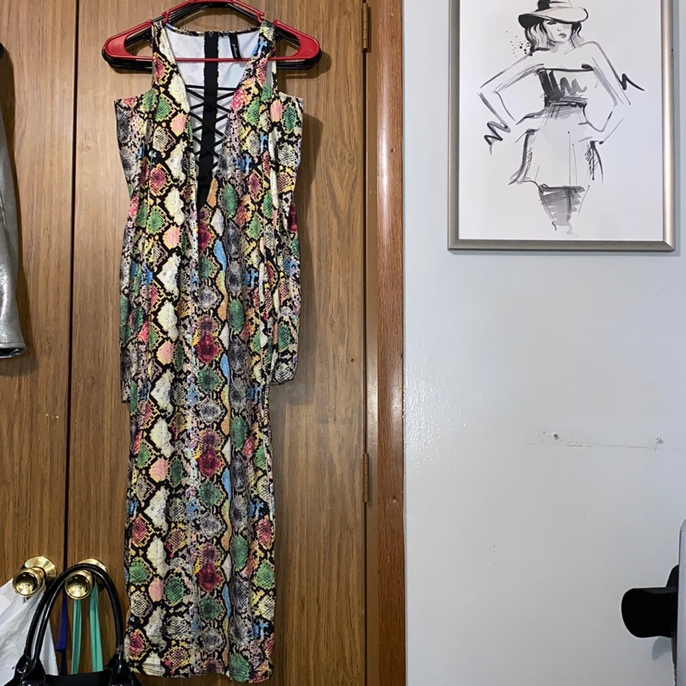 Laced Snake Midi Dress